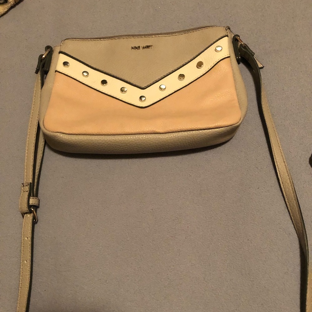 Grey & pink over the shoulder purse